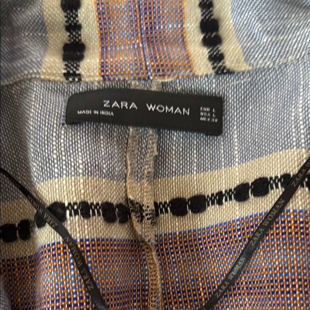 ZARA Striped Kimono Cardigan with Belt - Picture 4 of 9